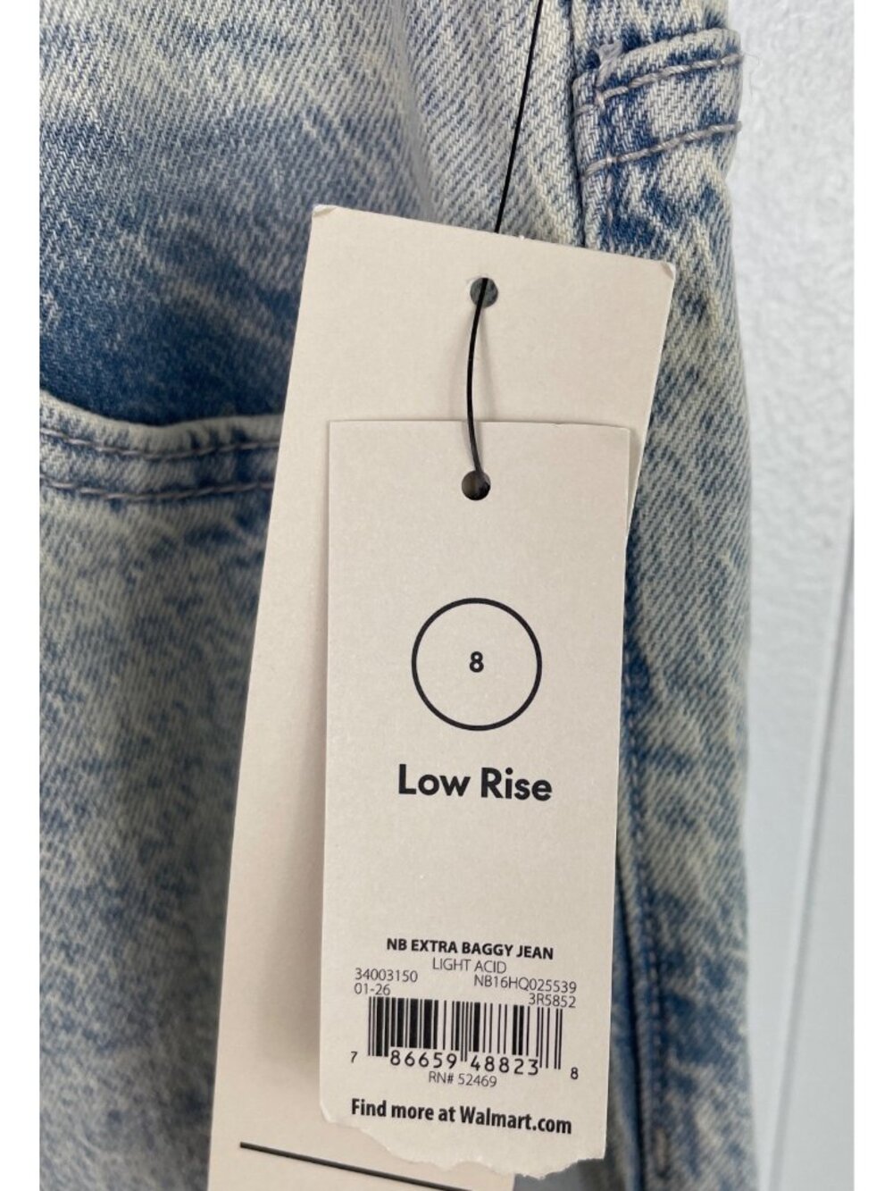 No Boundaries Womens Size 8 Low-Rise Extra Baggy Jeans Light Acid Wash Denim - Picture 5 of 9